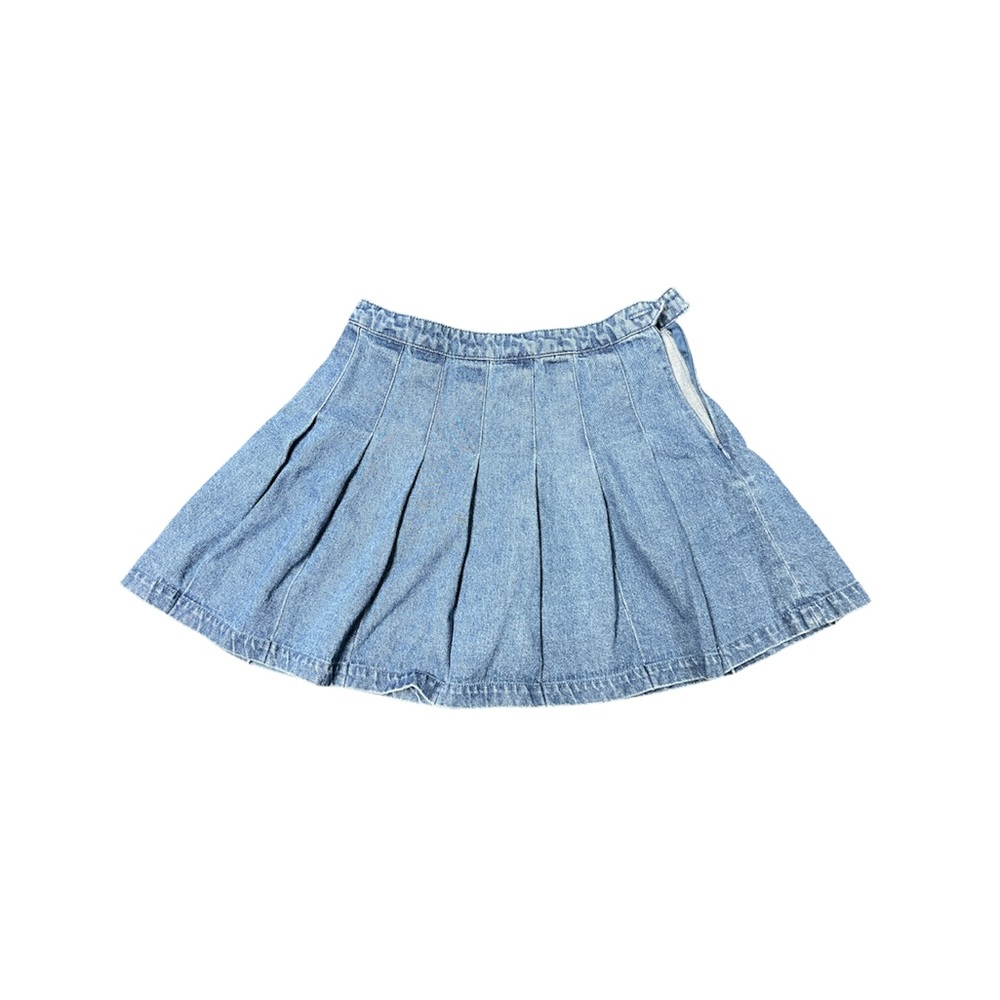 Denim pleated mini skirt